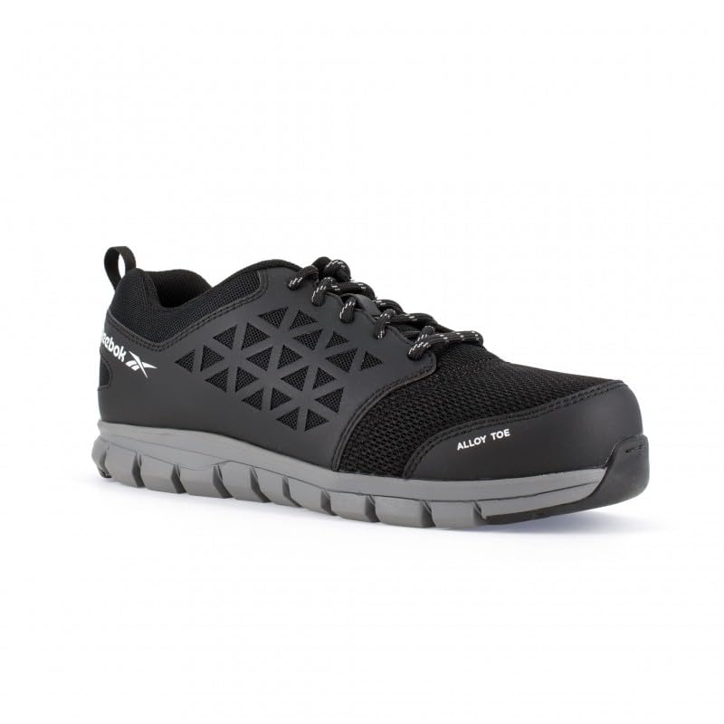 Reebok Work ib1031 S1P 40 Excel luz Athletic zapatillas de seguridad zapatos, punta de aluminio, parte superior y 3d de fibra de micro malla, tamaño 40, negro/gris