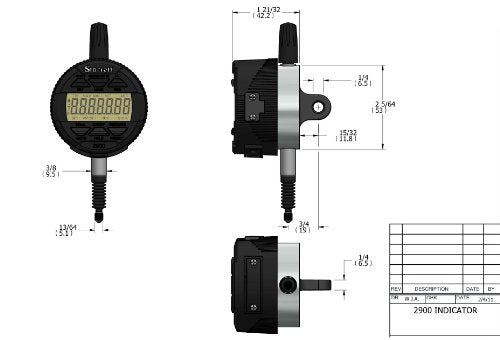 Starrett 2900-6 LCD indicador electrónico, 0.3 "diámetro del vástago., 0-0.5"/0-12mm rango