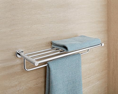 Bandeja para Toallas Elements Tender de Villeroy & Boch, toallero con Estante para Montaje en Pared, Estante de Toallas con Barra, Longitud 595 mm, Redondo, Cromo