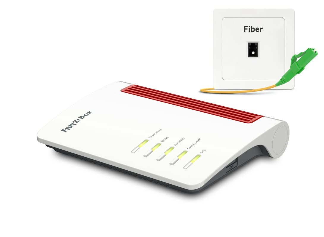 Fritz!Box 5530 Fiber Edición Internacional, Router de Fibra óptica con Wi-Fi 6, 2,5 Gigabit LAN, 4 Puertos LAN Gigabit, 2X USB 3.0