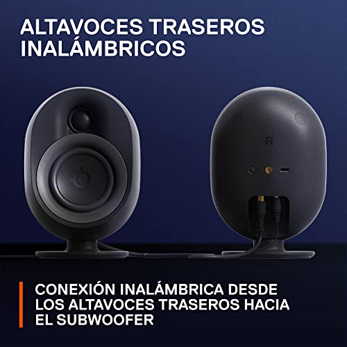 SteelSeries Arena 9 - Altavoces gaming 5.1 – Sonido envolvente USB 5.1 – Altavoces traseros inalámbricos – Diseño de altavoces de 2 vías – Subwoofer – Iluminación RGB reactiva – USB, Bluetooth