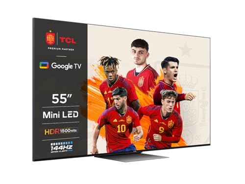 TCL 55C839 QLED Mini LED - Smart TV 55" con 4K Ultra HD, Google TV con Sonido Onkyo, 144Hz Motion Clarity, Google Assistant Incorporado & Compatible con Alexa, 2022.