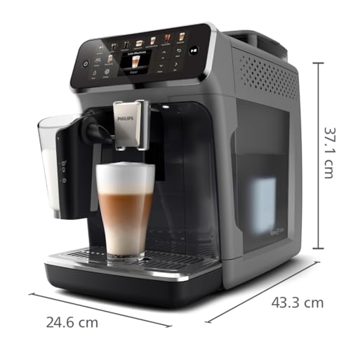Philips Cafetera Espresso Totalmente Automática Serie 5500-20 Cafés Calientes y con Hielo, Sistema de Leche LatteGo de Limpieza Rápida, 40% más Silenciosa con SilentBrew, QuickStart, Gris (EP5544/50)