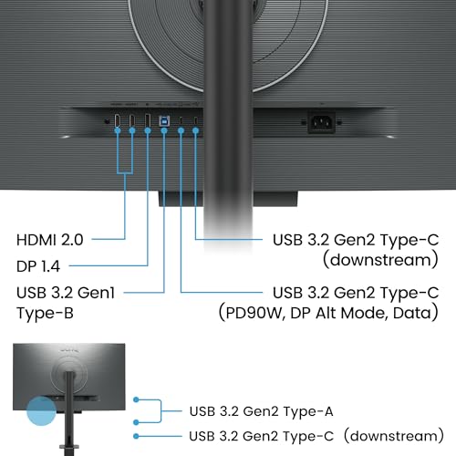 BenQ RD320UA Monitor 32”3840 x 2160 4K para Programación, 2000:1 Contraste, Panel Nano Mate, MoonHalo, USB-C 90W, Modos de Programación, Protección Nocturna, Soporte Ergonómico y Tecnología Eye-Care