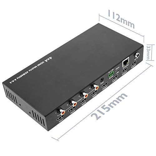 BeMatik - Compartidor Matrix 4x4 Conmutador matricial de vídeo HDMI 2.0 4K@60hz HDR (HB011)