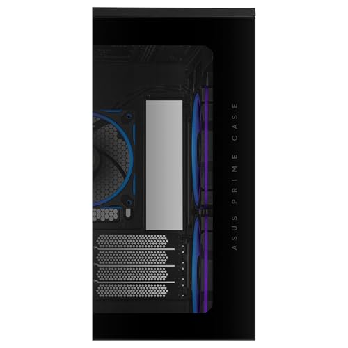 ASUS Prime AP202 ARGB Caja mATX, Cristal Curvado Templado, Compatible con gráficas de hasta 420 mm, radiadores de 360 mm, raíl de fácil extracción, ventilación de Ranura, Ventiladores ARGB, Negro