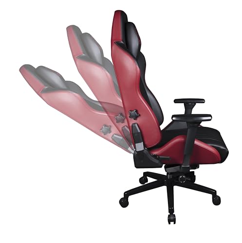 Konix Drakkar Silla de Oficina Gaming Odin - Inclinación del Asiento 160° - Cuero de Poliuretano Liso - Motivo Vikingo - Negro y Rojo