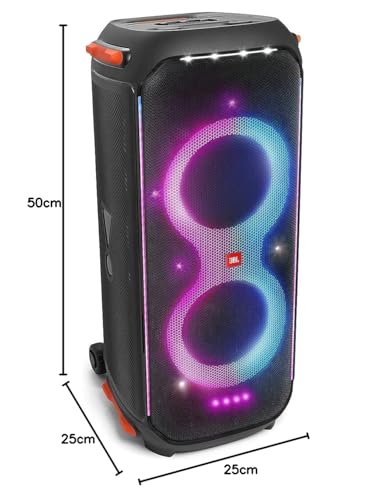 JBL PartyBox 710 Altavoz inalámbrico Bluetooth con efectos de luz, bajos profundos, resistente al agua IPX4, para fiestas y karaoke, USB, TWS, AUX, entradas de micrófono e instrumentos, negro