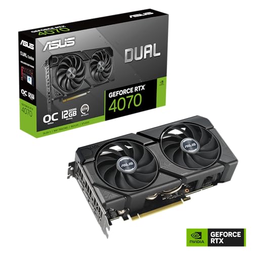 ASUS Dual GeForce RTX 4070 EVO OC Edition 12GB GDDR6 - Tarjeta gráfica para Videojuegos (Nvidia GeForce RTX4070 DLSS 3, 475 AI Tops, PCIe 4.0, 1 x HDMI 2.1a, 3X DisplayPort 1.4a,