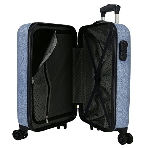 Marvel Spiderman Denim Juego de maletas Azul 55/68 cms Rígida ABS Cierre de combinación lateral 104L 6 kgs 4 Ruedas Dobles Equipaje de Mano