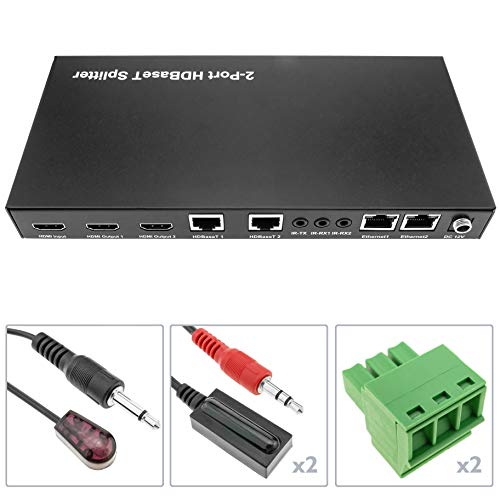 BeMatik - Extensor HDMI UltraHD 4K 2K FullHD 1080p Cat.5e Cat.6 HDBaseT HDBT 100m - Transmisor 2 Puertos (HB045)