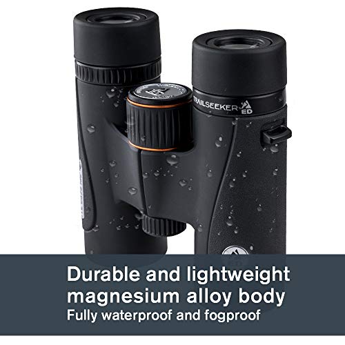 Celestron 71403 TrailSeeker ED: prismáticos con prisma de techo 10 x 32, lente de banda ancha con revestimiento múltiple completo, prisma BaK-4, negro