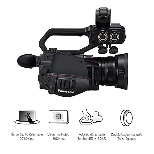 Panasonic HC-X2000E - Videocámara 4K (asa extraíble con LED y micrófono, lente Leica, Live Streaming, gran angular 25 mm, zoom óptico 24x, Wifi), negro