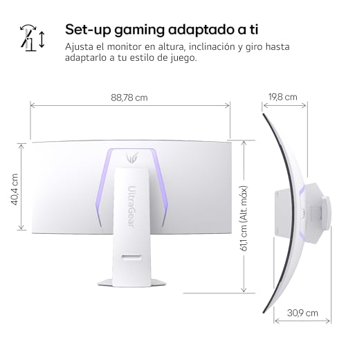 LG 39GS95QE-W - Monitor Gaming Ultragear, 39", OLED WQHD, (3440x1440), 21:9, 240 Hz, 0,03 ms, Clasificación F, Tecnología Micro Lens Array +, DisplayHDR True Black 400, Blanco