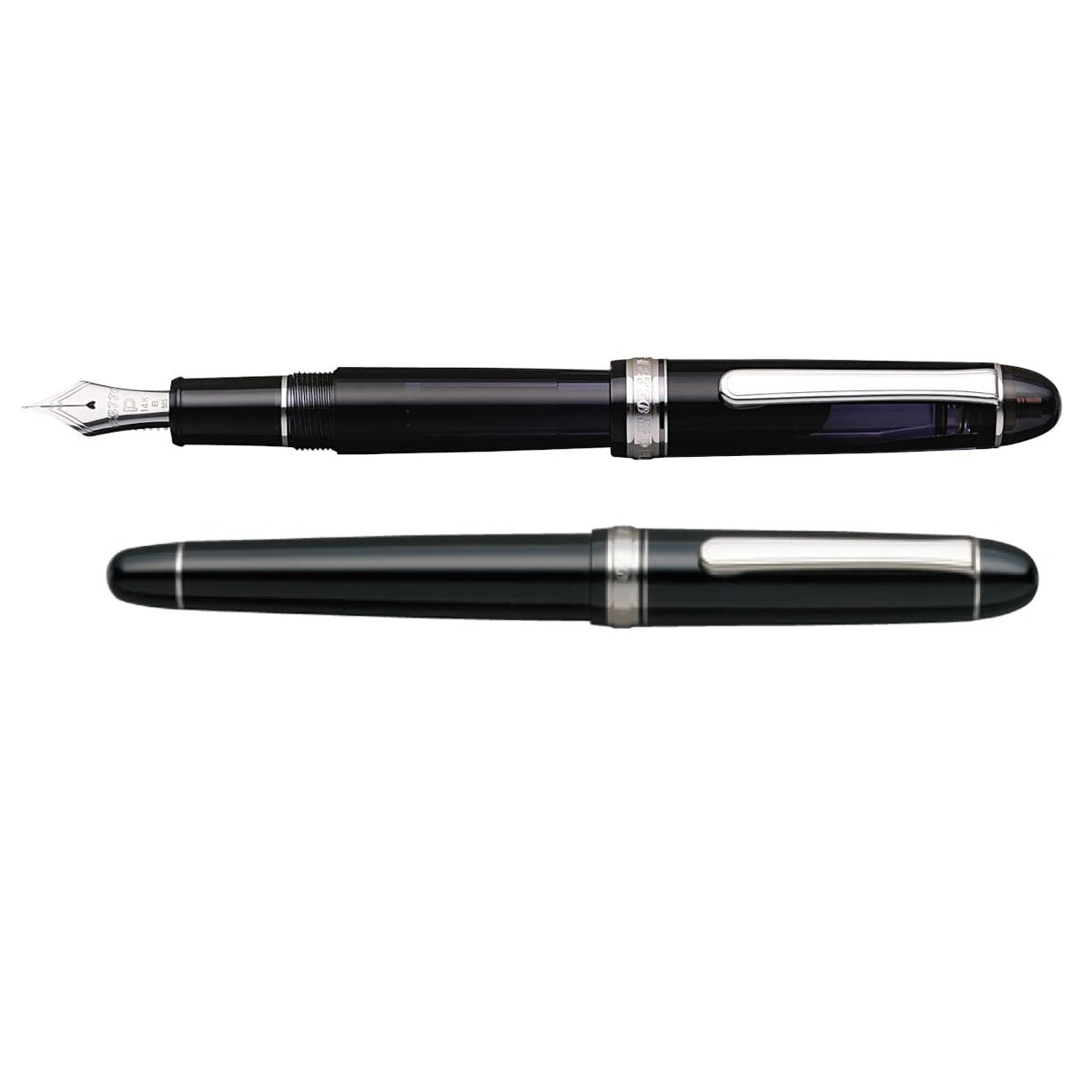 PLATINUM Pluma estilográfica japonesa #3776 Century Rhodium Chartres Blue M/Blue/0,34-0,44 mm/Hecho a mano/Pluma de oro de 14 quilates/con caja de regalo/pluma estilográfica