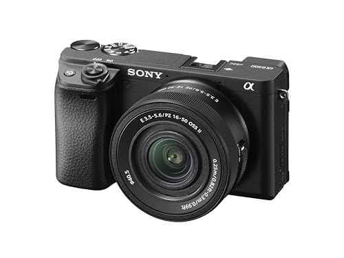 Sony ILCE6400AKB.CEC Alpha 6400 Cámara Evil APS-C, Objetivo Zoom Potente Sony 16-50mm f/3.5-5.6, Enfoque automático rápido 0.02s, 24.2 Megapíxeles, vídeos en 4K, Pantalla inclinable para Vlogging
