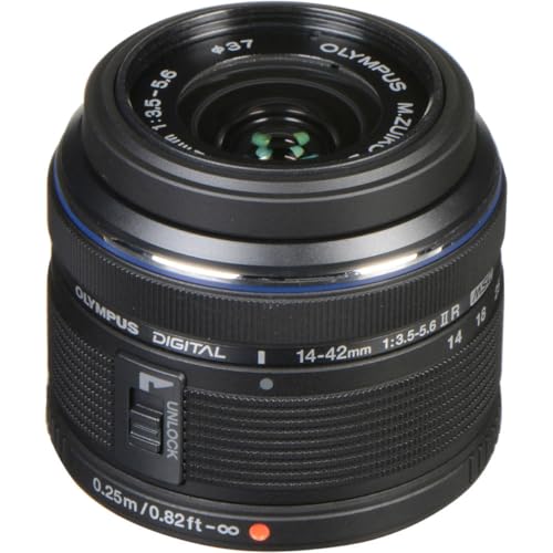Olympus M.Zuiko Digital 14-42mm F3.5-5.6 II R Lens, for Micro Four Thirds Cameras (Black)