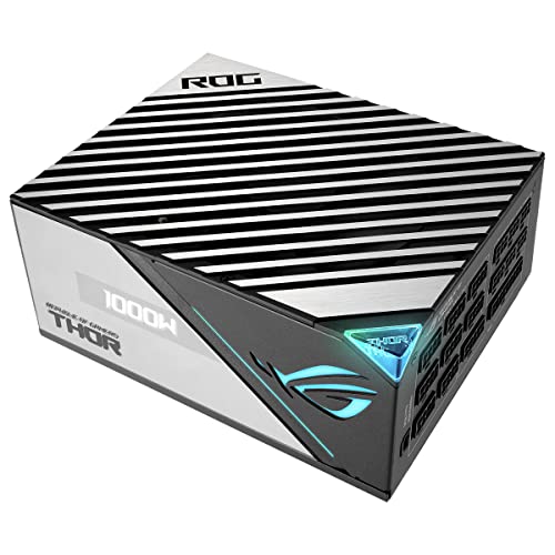 Asus ROG Thor 1000W Platinum II Fuente de Alimentación Modular (1000 Watt, 80+ Platinum, Lambda A++, Disipadores ROG, Ventilador PWM 135 mm, 0dB, Pantalla OLED, Cables apantallados, Aura Sync)