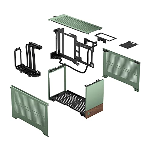 Fractal Design Terra Jade - Wood Walnut Front Panel - Small Form Factor - mITX Gaming Case – PCIe 4.0 Riser Cable – USB Type-C - Anodized Aluminum Panels