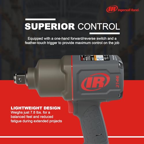 Ingersoll-Rand 2146Q1MAX Llave de Impacto Neumática 3/4 Pulgada - 2700 Nm Par de Tuerca, Ligera 3,5 kg - Tecnología Silenciosa y Control Óptimo