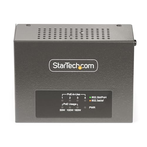 StarTech.com Switch PoE/PoE+/ PoE++ 802.3af/802.3at/802.3bt de 4 Puertos - 95W - Inyector Power Over Ethernet 5G (NBASE-T)
