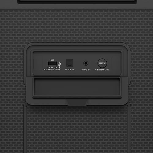 Sony ULT Tower 9, Ultimate Bluetooth Party Speaker, 25 H de batería y alimentación de Red, 2 Modos ULT Power Sound, X-Balanced Speaker, 360 Luces y Sonido, entradas de Karaoke, Negro