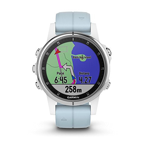 Garmin, Fenix 5S Plus - Reloj GPS multideporte, Unisex adulto, Azul (Celeste), 42 mm