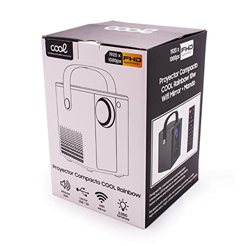 Proyector Compacto Cool Rainbow 3000 Lúmenes Altavoz Integrado + HDMI/SD/USB + WiFi Mirror (Blanco)