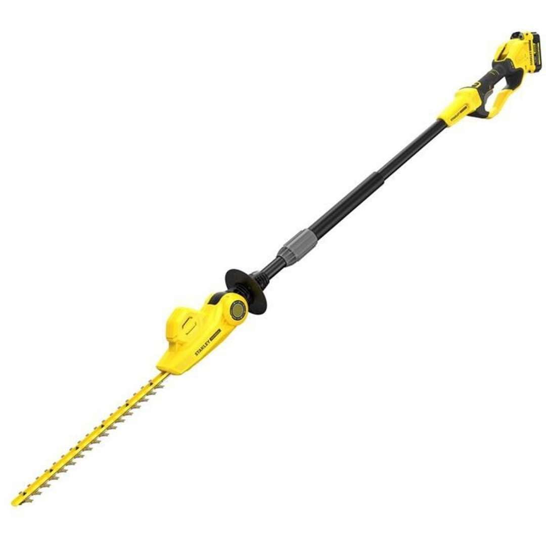 STANLEY FATMAX SFMCPH845M1-QW - Cortasetos de pértiga V20 con batería 4Ah, Longitud de Cuchilla 45 cm, Cabezal pivotante, Mango ergonómico