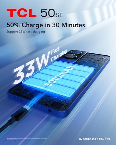 TCL 50 SE 256GB - Smartphone de 6.78" (Pantalla 90Hz, 12GB (6+6) - 256GB, Ampliable MicroSD, Dual SIM, Doble Altavoz, Cámara 50MP, Batería 5010mAh, Android 14.) Midnight Blue