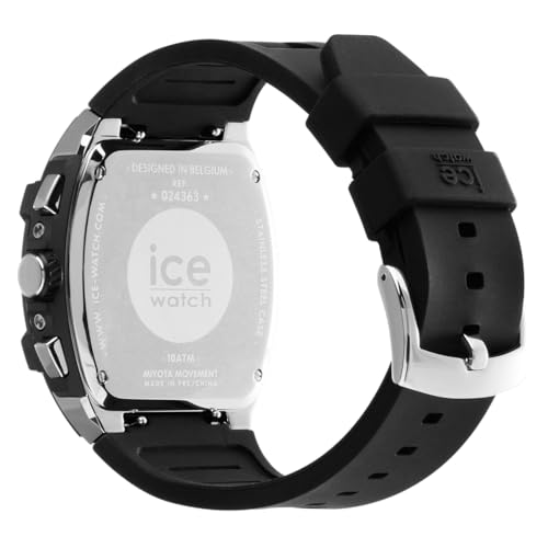 ICE-WATCH - Ice Boliday Black Silver Steel - Reloj Negro para Hombre con Correa de Silicona - 024363 Large (47mm)