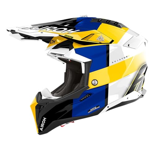 AIROH Aviator 3 Monarch Blue/Yellow Gloss XL