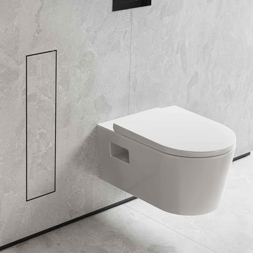 hansgrohe XtraStoris Rock, escobillero baño empotrado con repisa y puerta alicatable, nicho de pared baño, escobilla wc empotrada, escobilla baño empotrada, accesorios baño, negro mate, 56060670