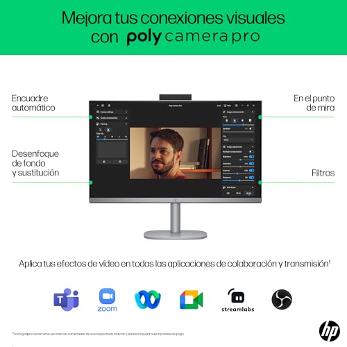 HP Pavilion 27-ca2002ss Todo en uno - Ordenador de 27" Full HD (Intel Core i7-13700T, 16GB RAM, 1TB SSD, Gráficos NVIDIA GeForce RTX 3050, Windows 11 Home) Plata y Blanco