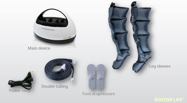 Doctor Life - Anycare Premium, Aparato de Presomasaje de Aire, Digital, 2 Leggings A (Altura 160-170 cm) 4 Cámaras, Intensidad y Duración de Presión Ajustable, Portátil y de Uso Doméstico