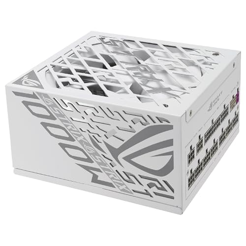 ASUS ROG Strix 1000W Platinum White Edition, Fuente de alimentación ATX Modular, 80 Plus Platinum, ATX 3.1, PCIE 5.1, Conector 12V-2x6, MOSFET GAN, estabilizador de Voltaje 'GPU-First'