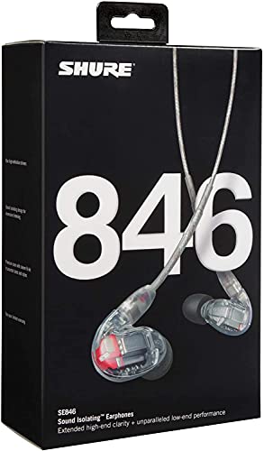 Shure SE846-CL - Auriculares Profesionales con Cuatro microtransductores de Alta definición para precisión de Frecuencias agudas y Bajos Profundos, Aislamiento de Sonido, 3.5 mm Cable, Transparente
