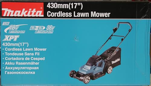 WDERNI Makita DLM432PT2 Akku-Rasenmäher 2x18V / 5,0 Ah, 2 Akkus + Doppelladegerät, 36 V, Gasolina
