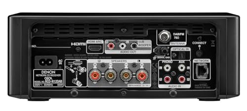 Denon RCD-N12DAB - Sistema Compacto con Amplificador HiFi, Reproductor de CD, transmisión de música, HEOS Multiroom, Bluetooth, Wi-Fi, AirPlay 2, Compatible con Alexa, 2 entradas de TV óptica, Radio