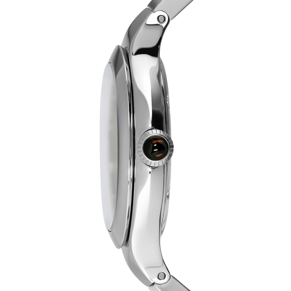 Emporio Armani Swiss Reloj de mujer, movimiento de dos manecillas, caja de acero inoxidable plateado de 26 mm con correa de acero inoxidable, ARS8013, Tono plata y gris
