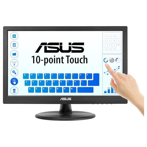ASUS VT169HE Monitor táctil de 16" FHD (1920 x 1080), táctil de 10 Puntos, IPS, ángulo de visión Amplio, sin Marco, antiparpadeo, luz Azul Reducida, HDMI, Compatible con Windows 11