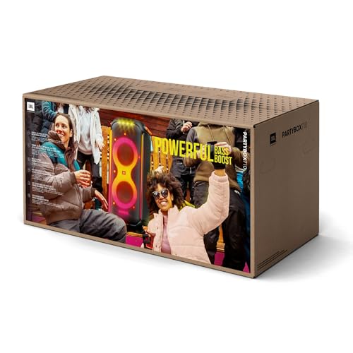 JBL PartyBox 710 Altavoz inalámbrico Bluetooth con efectos de luz, bajos profundos, resistente al agua IPX4, para fiestas y karaoke, USB, TWS, AUX, entradas de micrófono e instrumentos, negro