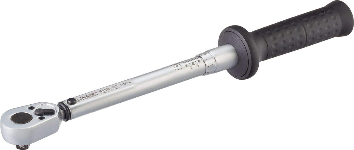 Llave dinamométrica HAZET 6110-1CT I Cuadradillo de 10 mm 3/8 pulg. , carraca reversible 5-60 Nm, 2% de precisión I Herramientas dinamométricas premium de alta precisión