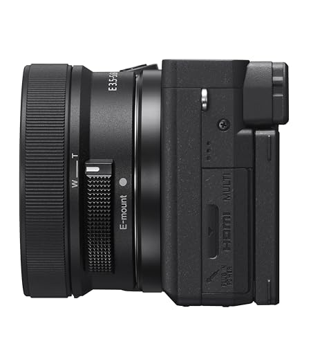 Sony ILCE6400AKB.CEC Alpha 6400 Cámara Evil APS-C, Objetivo Zoom Potente Sony 16-50mm f/3.5-5.6, Enfoque automático rápido 0.02s, 24.2 Megapíxeles, vídeos en 4K, Pantalla inclinable para Vlogging