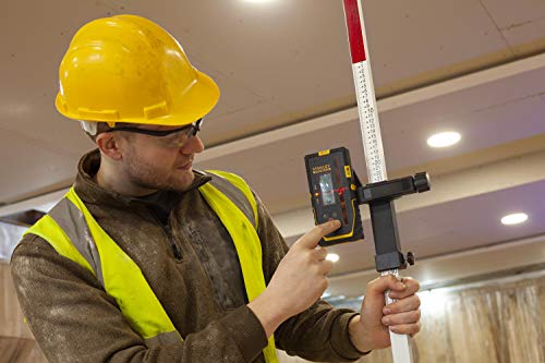 Stanley FatMax - Receptor láser rotativo (para láser rojo, gran área de trabajo: Ø 600 m, radio 300 m, 2 niveles de precisión, ventana de receptor extragrande), color negro y amarillo