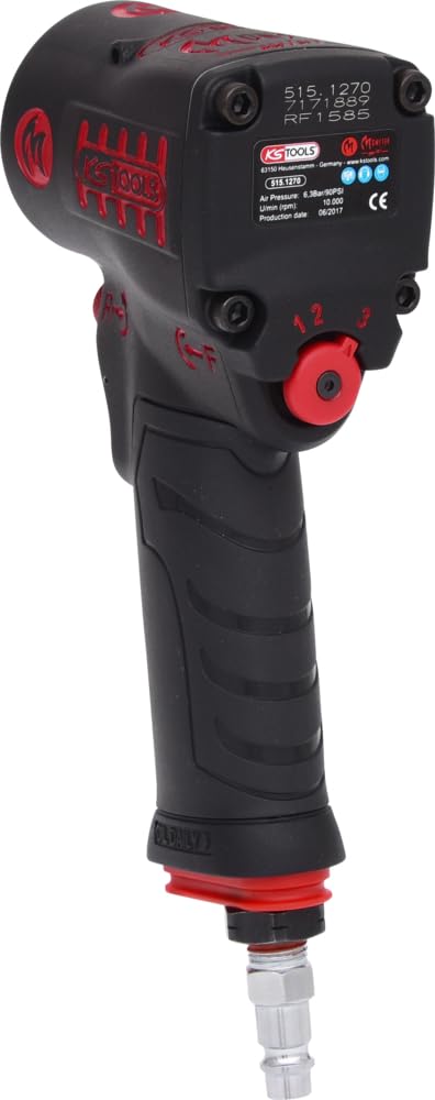 KS Tools 515.1270 1/2" Atornillador de impacto neumático de alta potencia miniMONSTER con 1.390 Nm