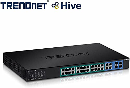 TRENDnet TPE-2840WS - Switch de Red (4 x PoE+, 20 x PoE, 4 x SFP, 1000Base-T, IPv6), Color Negro