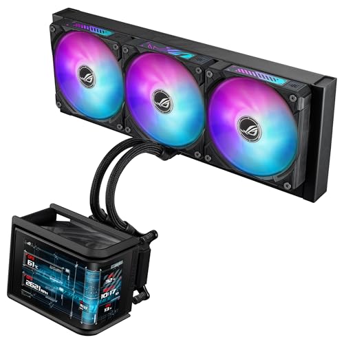 Asus ROG Ryuo IV SLC 360 ARGB - Sistema de refrigeración líquida todo en uno para CPU; tubos más cortos; pantalla AMOLED curva de 6,67 pulgadas que admite vídeo o información personalizada del sistema