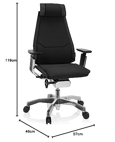 hjh OFFICE 652848 Silla de Oficina GENIDIA Pro Silla giratoria ergonómica, Fabric Black