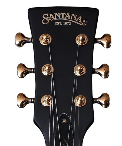 Santana Draco Standard DB - Guitarra eléctrica, modelo SG, 2 x humbuckers Hot PAF, Negro oscuro